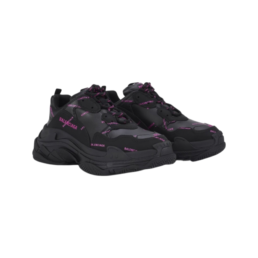 Balenciaga Triple S All Over Sneakers 'black & pink"