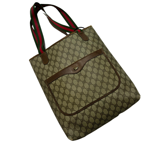 Vintage Gucci GG canvas shopping tote handbag